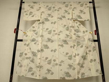 平和屋着物＊夏物　小紋　絽　蔦の葉文　正絹　逸品　AABC6949jd