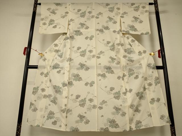平和屋着物＊夏物　小紋　絽　蔦の葉文　正絹　逸品　AABC6949jd