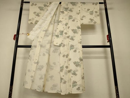 平和屋着物＊夏物　小紋　絽　蔦の葉文　正絹　逸品　AABC6949jd