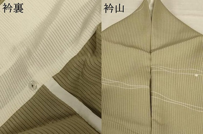 平和屋着物＊夏物 小紋 縦絽 幾何学文様 五泉 反端付き 正絹 逸品 AABC6952jd