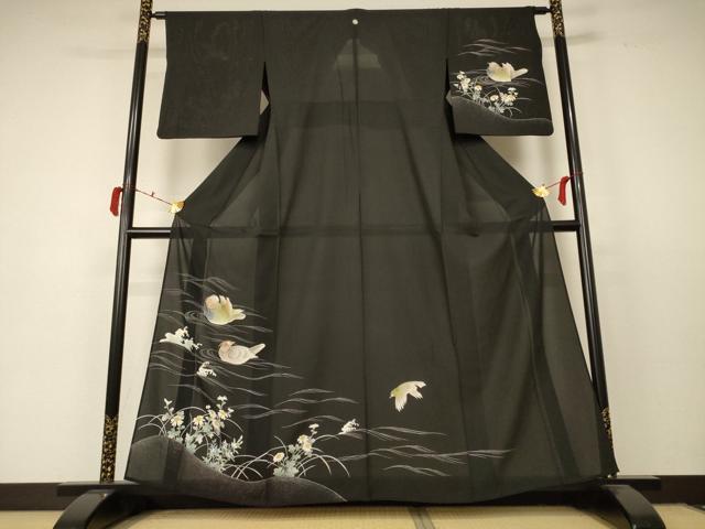 平和屋着物＊夏物 訪問着 絽 流水花鳥文 正絹 逸品 AABC6953jd
