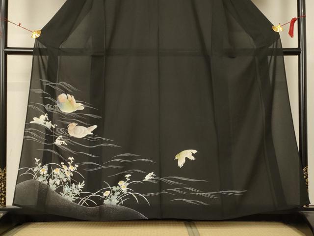 平和屋着物＊夏物 訪問着 絽 流水花鳥文 正絹 逸品 AABC6953jd