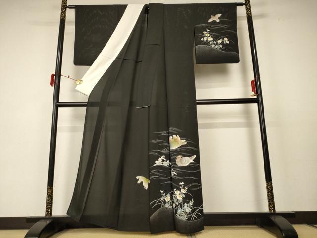 平和屋着物＊夏物 訪問着 絽 流水花鳥文 正絹 逸品 AABC6953jd