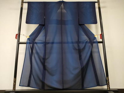 平和屋着物＊夏物 小紋 絽 霞文 暈し染め 正絹 逸品 AABC6956jd
