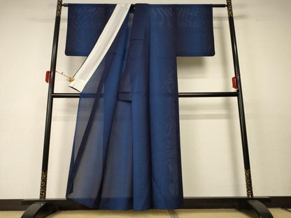 平和屋着物＊夏物 小紋 絽 霞文 暈し染め 正絹 逸品 AABC6956jd