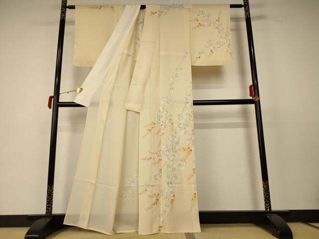 平和屋着物＊夏物 訪問着 変わり絽 枝花文 金彩 正絹 逸品 AABC6962jd