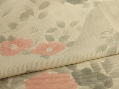 平和屋着物＊夏物 小紋 絽 草花文 正絹 逸品 AABC6965jd