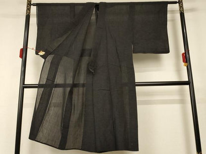 平和屋着物＊夏物 男性 紗紬 横縞 正絹 逸品 AABC6968jd