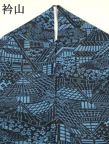 平和屋着物＊夏物 小紋 紗 風景文 洗える着物 AABC6972jd
