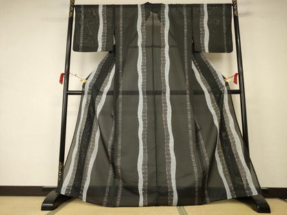 平和屋着物＊夏物 小紋 絽 花間道 洗える着物 AABC6976jd