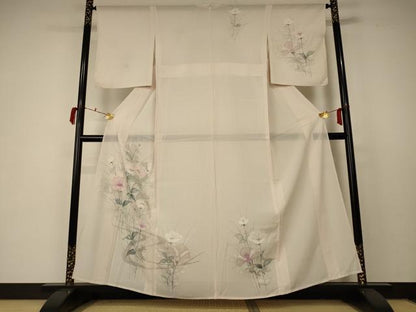 平和屋着物＊夏物 訪問着 絽 中国三大刺繍 汕頭刺繍 スワトウ刺繍 草花文 正絹 逸品 AABC6977jd