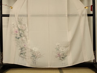 平和屋着物＊夏物 訪問着 絽 中国三大刺繍 汕頭刺繍 スワトウ刺繍 草花文 正絹 逸品 AABC6977jd