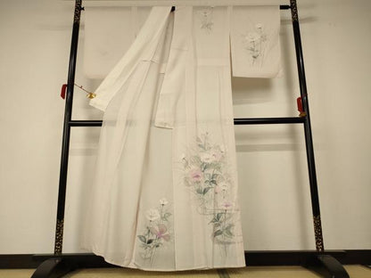 平和屋着物＊夏物 訪問着 絽 中国三大刺繍 汕頭刺繍 スワトウ刺繍 草花文 正絹 逸品 AABC6977jd