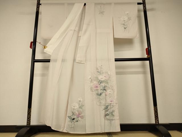 平和屋着物＊夏物 訪問着 絽 中国三大刺繍 汕頭刺繍 スワトウ刺繍 草花文 正絹 逸品 AABC6977jd