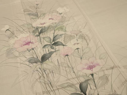 平和屋着物＊夏物 訪問着 絽 中国三大刺繍 汕頭刺繍 スワトウ刺繍 草花文 正絹 逸品 AABC6977jd