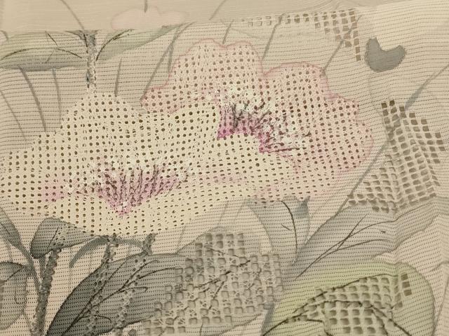 平和屋着物＊夏物 訪問着 絽 中国三大刺繍 汕頭刺繍 スワトウ刺繍 草花文 正絹 逸品 AABC6977jd