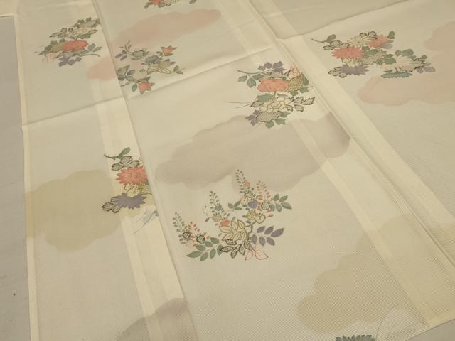 平和屋着物＊夏物 小紋 絽 草花文 金彩 正絹 逸品 AABC6978jd