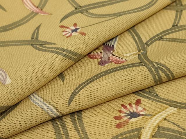 平和屋着物＊夏物 小紋 絽 型染め 花鳥文 正絹 逸品 AABC6979jd
