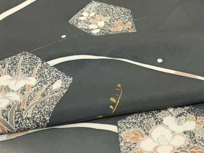 平和屋着物＊夏物　訪問着　絽　草花文　暈し染め　金彩　正絹　逸品　AABC6980jd