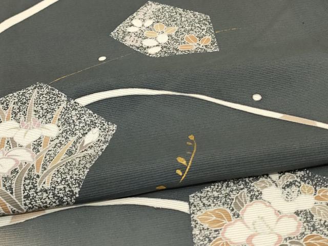 平和屋着物＊夏物　訪問着　絽　草花文　暈し染め　金彩　正絹　逸品　AABC6980jd