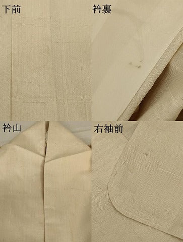 平和屋着物▽訪問着 単衣 紬地 手描き 草花文 正絹 逸品 AABC6987jd