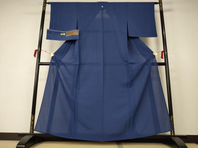 平和屋着物＊夏物 色無地 深縹色 正絹 逸品 AABC6990jd