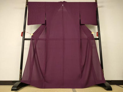 平和屋着物＊夏物 色無地 絽 紫鳶色 正絹 逸品 AABC6992jd