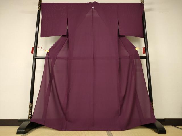 平和屋着物＊夏物 色無地 絽 紫鳶色 正絹 逸品 AABC6992jd