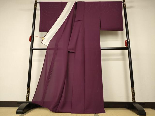 平和屋着物＊夏物 色無地 絽 紫鳶色 正絹 逸品 AABC6992jd