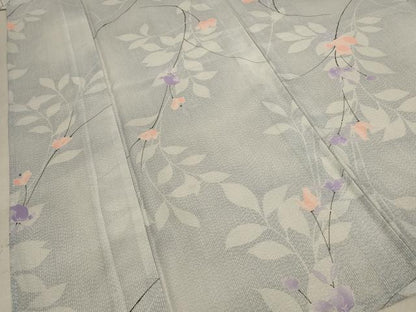 平和屋着物＊夏物 小紋 絽 枝花文 洗える着物 AABC6999jd