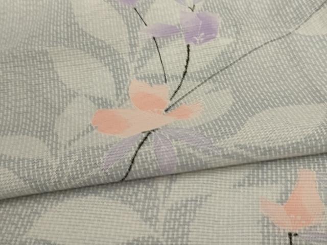 平和屋着物＊夏物 小紋 絽 枝花文 洗える着物 AABC6999jd