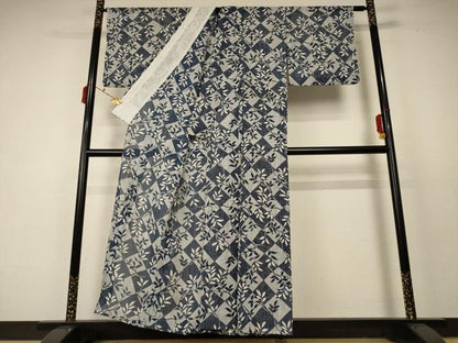 平和屋着物＊夏物 小紋 絽 枝花文 洗える着物 AABC7000jd