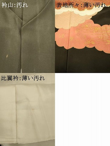 平和屋着物■豪華黒留袖　駒刺繍　吉祥雲取り文　金彩　正絹　逸品　AABC7210fw