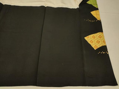 平和屋着物■豪華黒留袖　駒刺繍　地紙鳳凰草花文　金彩　正絹　逸品　AABC7237fw