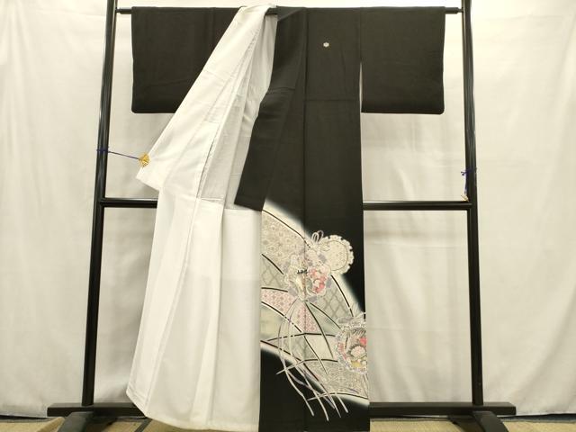 平和屋着物■豪華黒留袖 駒刺繍 雪輪花文 暈し染め 銀彩 正絹 逸品 AABC7247ma