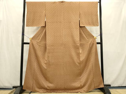 平和屋着物●上質な色無地 楓地紋 香染色 正絹 逸品 未使用 AABC7331ma