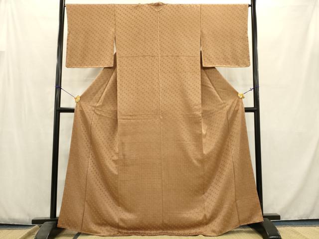 平和屋着物●上質な色無地 楓地紋 香染色 正絹 逸品 未使用 AABC7331ma