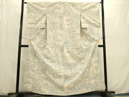 平和屋着物■上質な紬　草花文　正絹　逸品　AABC7475ma