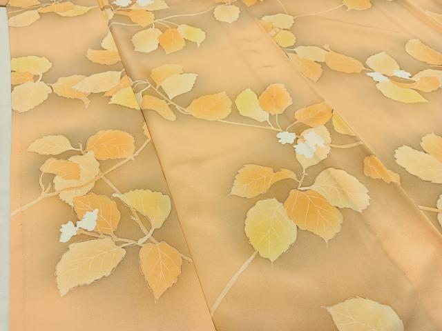 平和屋着物▽上質な小紋　単衣　枝花文　正絹　逸品　AABC7481jh