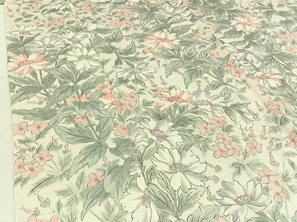 平和屋着物▽上質な小紋 単衣 手描き 草花文 ロング丈 正絹 逸品 AABC7482jh