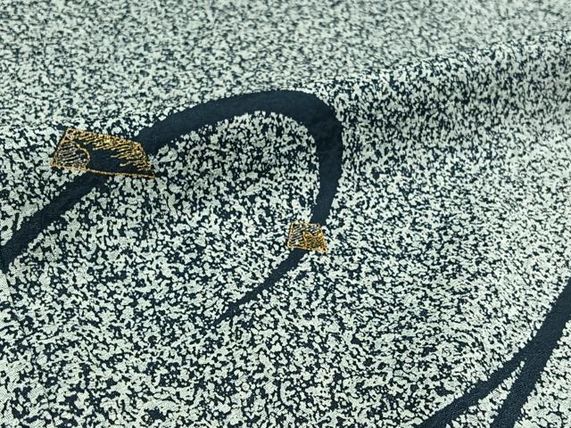 平和屋着物▽訪問着　単衣　作家物　刺繍　舞葉文　たたき染め　金糸　正絹　逸品　AABC7486jh 平和屋着物▽訪問着 単衣 作家物 刺繍 舞葉文 たたき染め