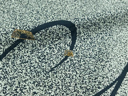 平和屋着物▽訪問着 単衣 作家物 刺繍 舞葉文 たたき染め 金糸 正絹 逸品 AABC7486jh
