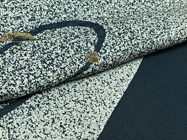 平和屋着物▽訪問着 単衣 作家物 刺繍 舞葉文 たたき染め 金糸 正絹 逸品 AABC7486jh