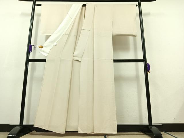 平和屋着物▽上質な色無地 単衣 白練色 ゑり善扱い 正絹 逸品 AABC7489jh