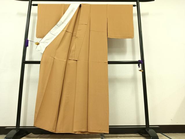 平和屋着物▽上質な色無地 単衣 伽羅色 正絹 逸品 AABC7490jh