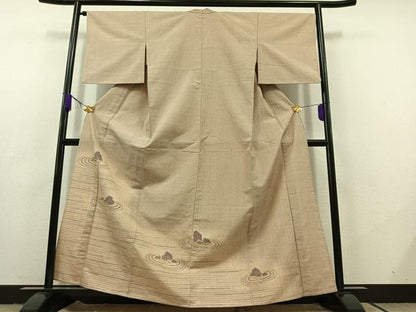 平和屋着物▽訪問着 単衣 紬地 枯山水 ますいわ屋扱い 正絹 逸品 AABC7492jh