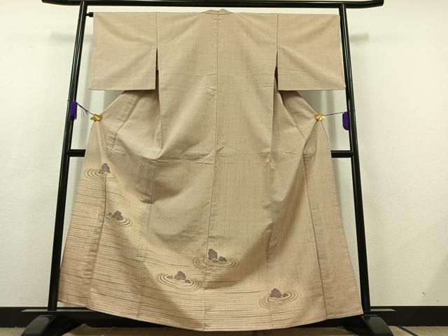 平和屋着物▽訪問着 単衣 紬地 枯山水 ますいわ屋扱い 正絹 逸品 AABC7492jh