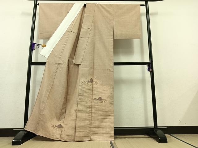 平和屋着物▽訪問着 単衣 紬地 枯山水 ますいわ屋扱い 正絹 逸品 AABC7492jh