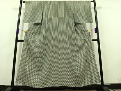 平和屋着物▽上質な小紋 単衣 蚊絣 正絹 逸品 AABC7493jh
