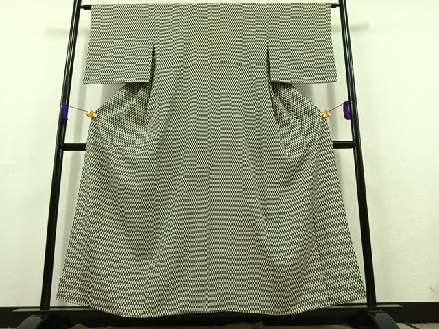 平和屋着物▽上質な小紋 単衣 蚊絣 正絹 逸品 AABC7493jh